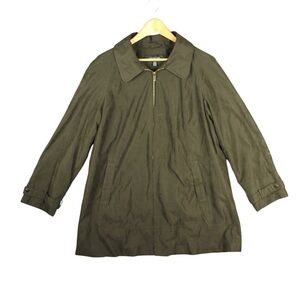Jones New York Trench Coat Olive Jacket Green Collared Full Zip Womens XL